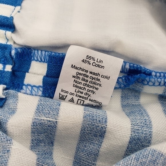 𝅺j. Crew Factory Blue Striped Pull On Shorts with Side Pockets, Size 8 - Picture 6 of 6